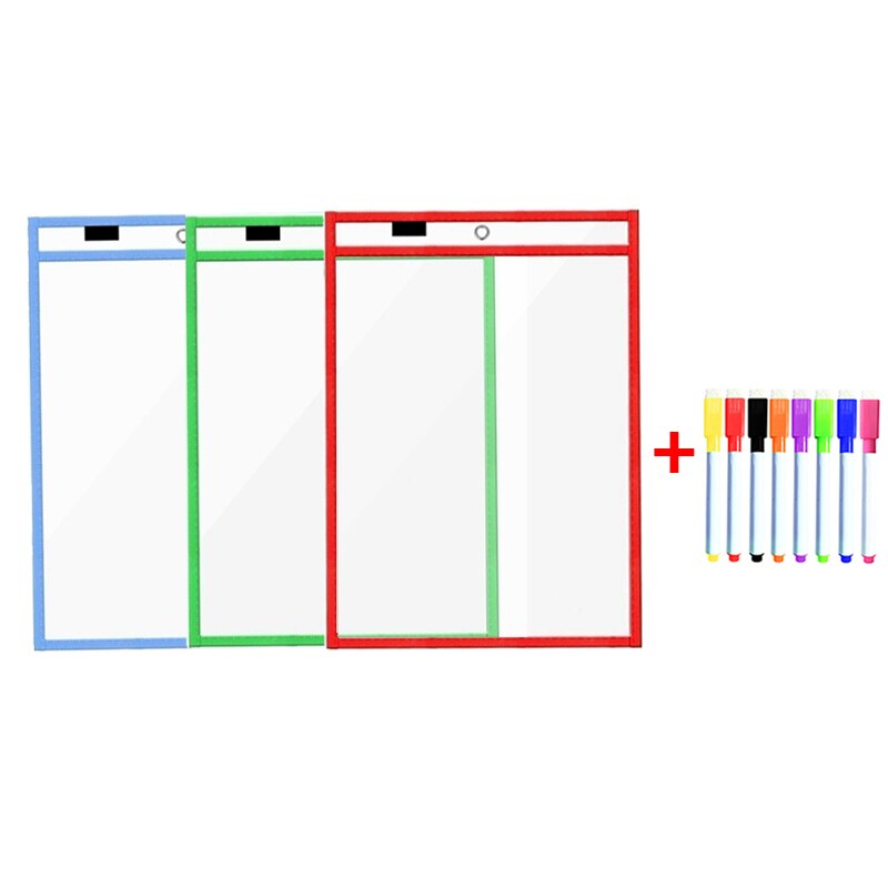 Transparent Dry Erase Pockets Whiteboard Markers File Write Dry Wipe Board for Teaching Supplies Wipe Drawing Dry Erase Board: 3B8P1E
