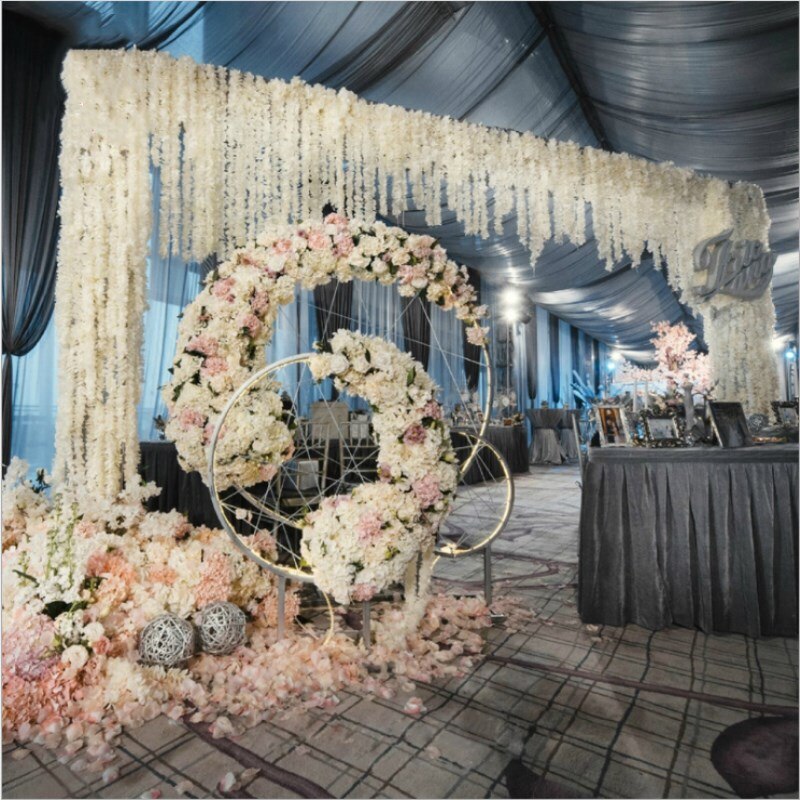 20/50 100Cm Kunstmatige Simulatie Hydrangea Orchidee Wisteria Bloem String Voor Diy Bruiloft Boog Vierkante Rotan Muur Opknoping Mand