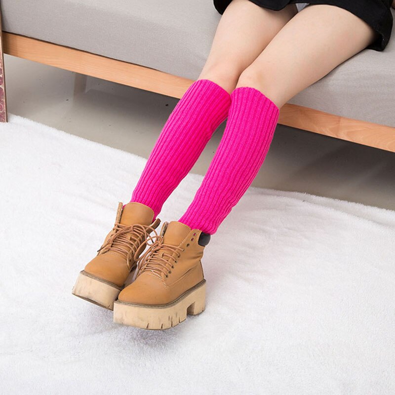 Calentadores deportivos de seguridad para mujer, calentadores largos de punto, calentador de piernas, calcetines de tubo de felpa suave, novedad, Invierno