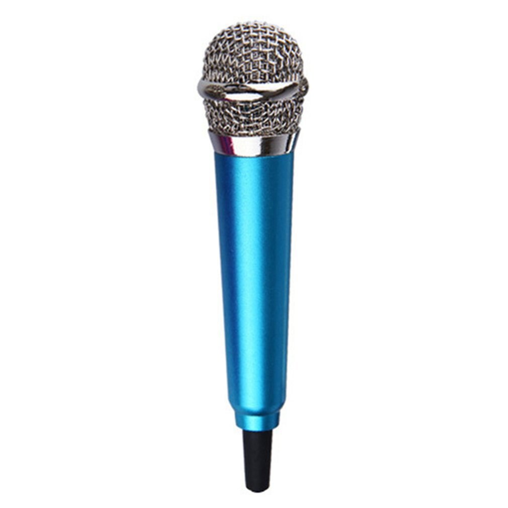Mobile Phone Microphone 3.5mm Jack Plug Mini Condenser With Studio Voice Sing Microphone With Earphone: Blue