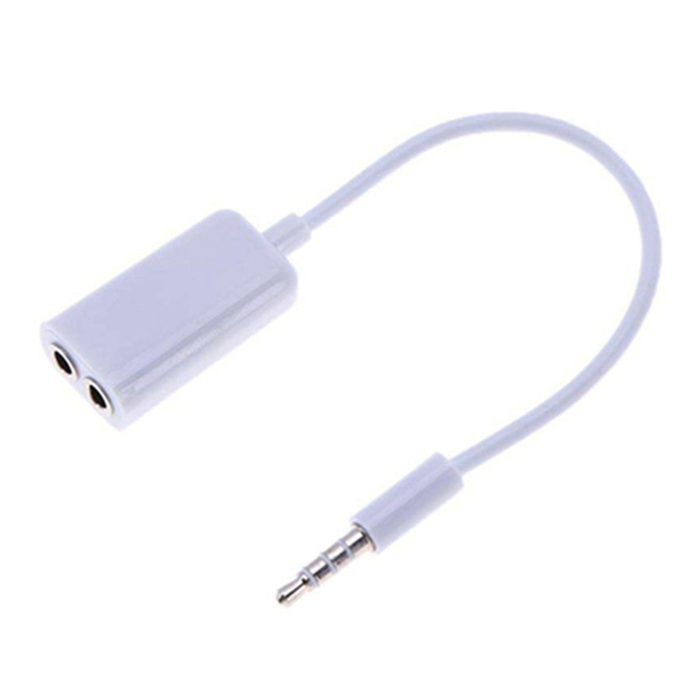 3.5mm Double Earphone Headphone Splitter Cable Cord Adapter Jack Plug Audio Cable Cellphone Accessories: White