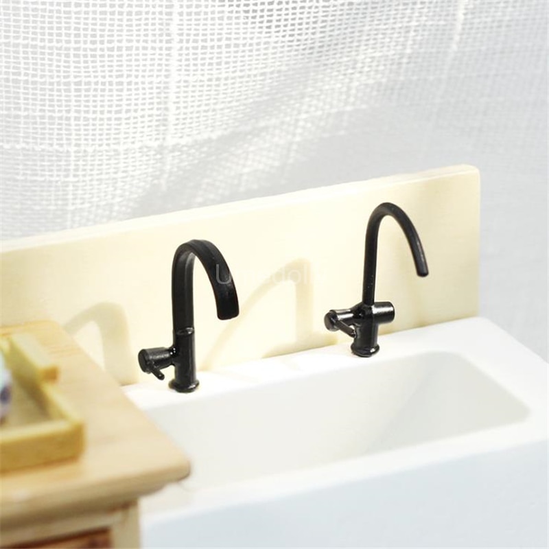 1PCS 1/12 Skala Miniatur Puppenhaus Wasserhahn Mini Wasserhahn Puppe Haus Wc Küche Waschbecken DIY Möbel Zubehör Spielzeug