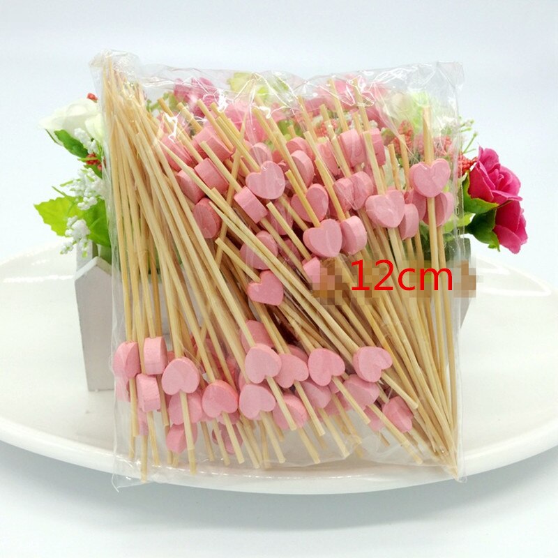 XUNZHE 12Cm Disposable bamboo / color acrylic Cocktail Drink Stirring Sticks Food Dessert Picks Fruit Fork postre accessories: 8