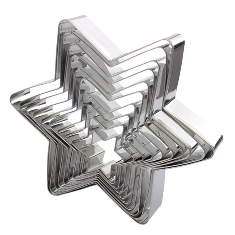 Stjerne kakeutstikker sett 10 deler assorterte størrelser stjerne kakeformer rustfritt stål metall seks spisse stjerne tidligere tidligere