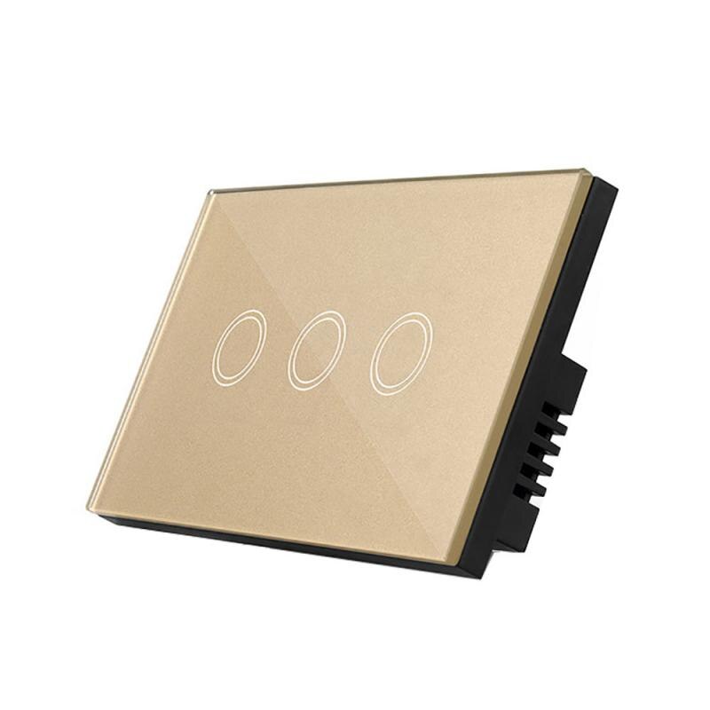 3 Gang US Standard Fireproof ABS Panel Smart Touch Switch Wall Light Switch Light Controller For Home Hotel Office Supplies: gold