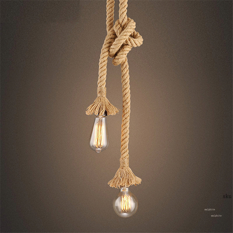 Lampe à suspension en corde de chanvre Vintage américaine Restaurant Bar café décoration industrielle lampes suspendues Luminaires en corde tissée à la main