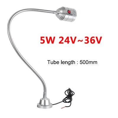 Luz LED de trabajo para máquina herramienta, lámpara de tallado de Jade de 24v y 220v, pequeña iluminación de perforación Industrial, lámpara de mesa, torno CNC, 1W, 3W, 5W: 5w 24v 500mm
