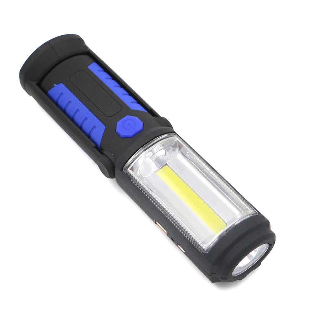 USB Rechargeable COB LED Flashlight COB light strip +1LED Torch Work Hand Lamp lantern Magnetic Waterproof Emergency LED Light: Blue