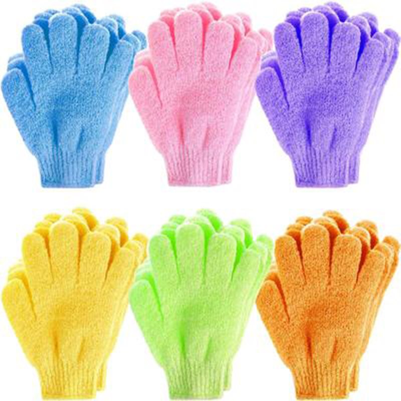 2 pexfoliating badehansker 2 par pakke hjemmebade fem-finger hansker låve badehåndkle fargerike myke boble badehåndkle hansker