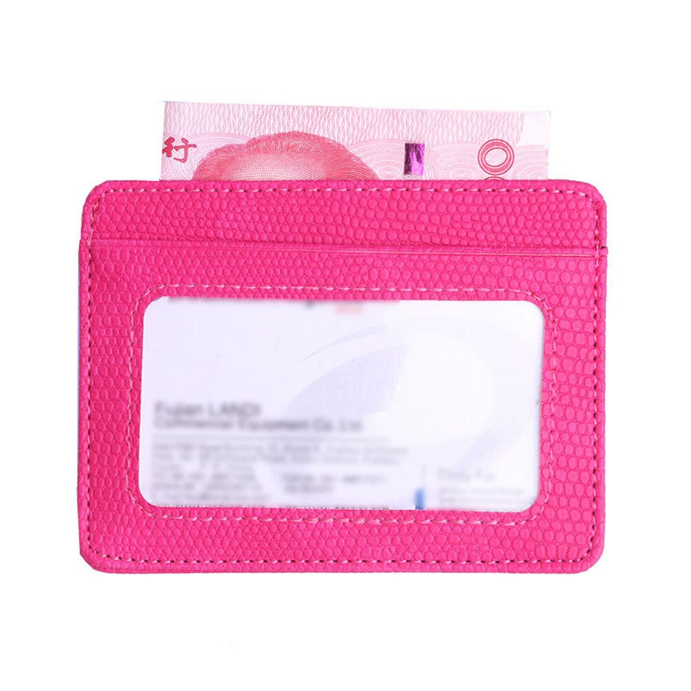 Women Men PU Leather Bank ID Card Wallet Holder Durable Slim Simple Travel Business Case With Purse Card Holder: Rose