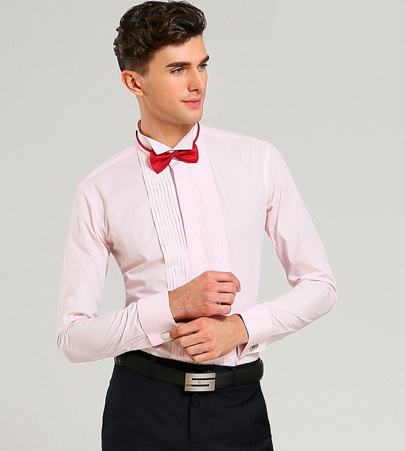 Französisch Manschette Hemden Langarm lässig Luxus Rauchen Hemd Weiß Schwarz Rosa Party Hochzeit Männlichen Kleid Shirt Männer Kleidung