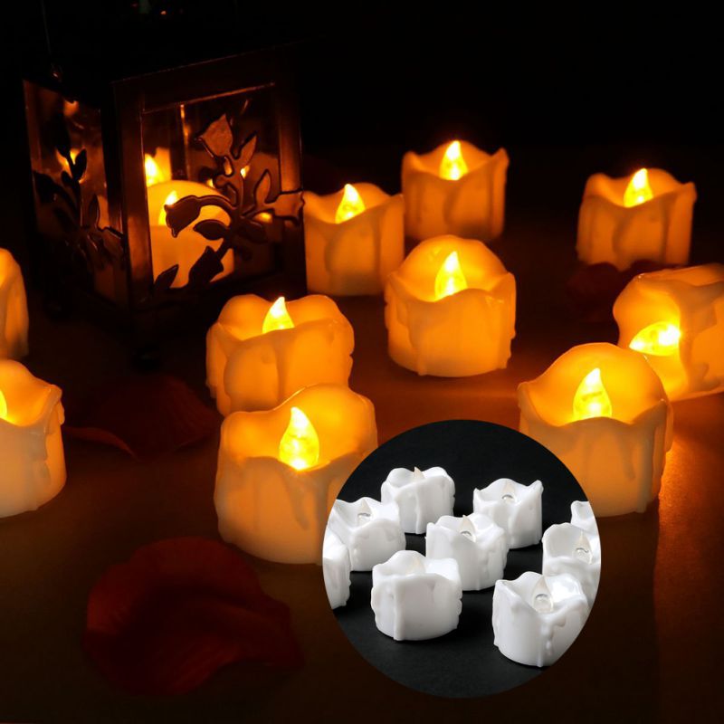 Batterie Betrieben Timer Kerzen 12 Packungen LED Flammenlose Votiv Tee Lichter Kerze Für Hochzeit Heimat Dekorationen