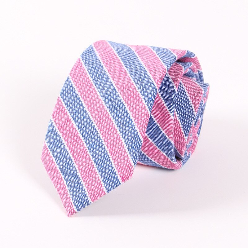 18 kleuren Mode 6.5 CM Breedte Katoen Tie Brand Gestreepte Plaid Stropdassen Voor Mannen Bruidegom Dassen Party Zakelijke Accessoires stropdas: CT022 A Hot pink