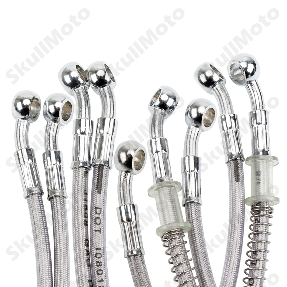 Kit de manguera de freno de motocross para motocicleta, tubería de aceite, línea trenzada, acero inoxidable reforzado hidráulico, ajuste trenzado, ATV Pit Bike