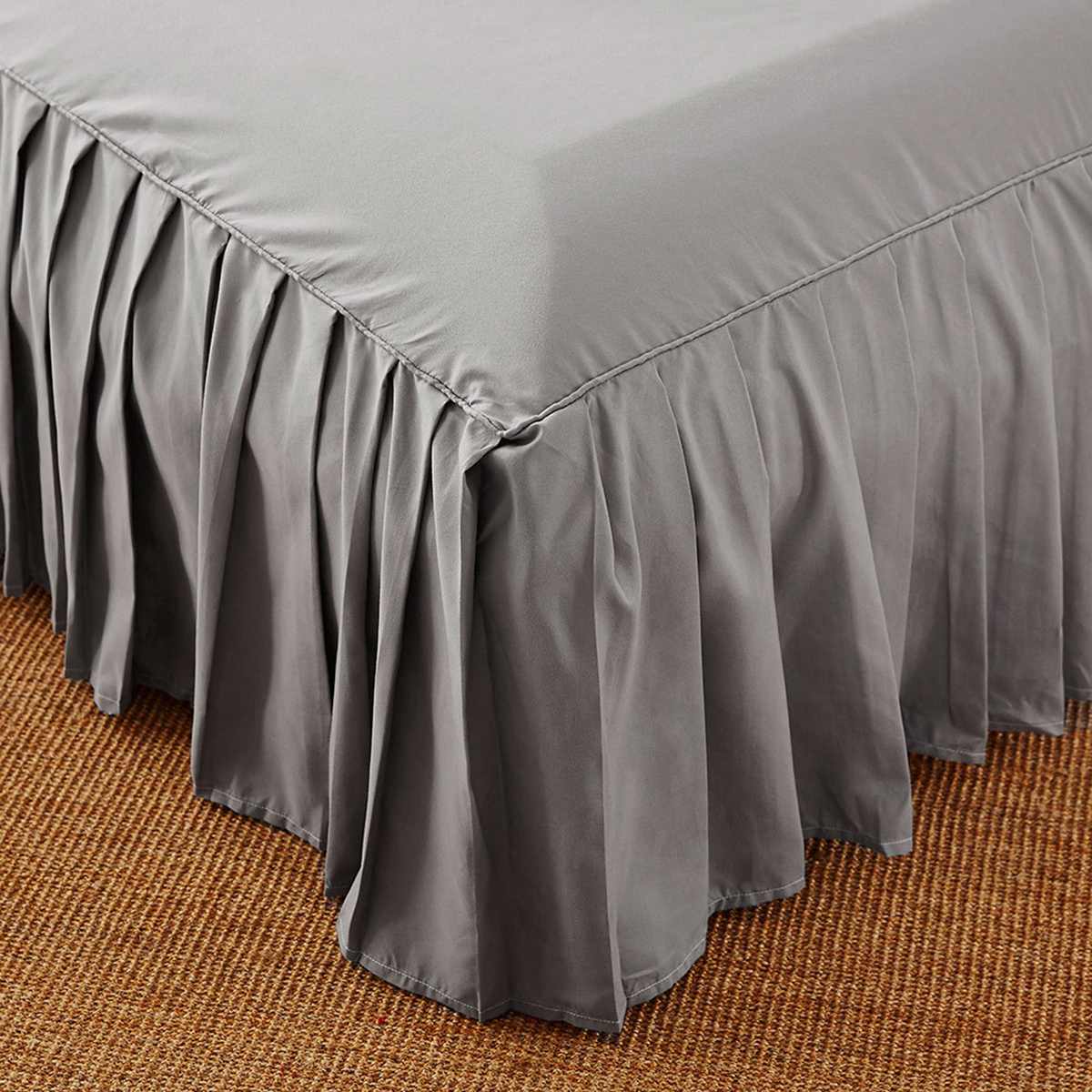 4 Colors 4 Sizes Solid Color Bed Skirt Bed Home Hotel Fitted Sheet Cover Bedspread Pillowcase