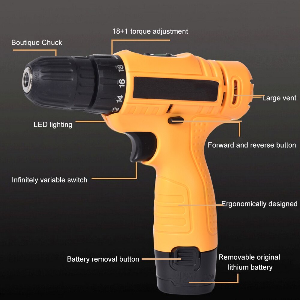 Electric drill Electric screwdriver Rechargeable screwdriver Multifunctional rechargeable electric drill Wood iron tile