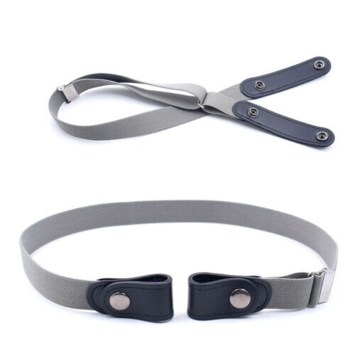 Trend Men Women's Buckle-Free Elastic Invisible Belts Jeans Trousers Casual Clothes Accessories Simple Waistband: Gray