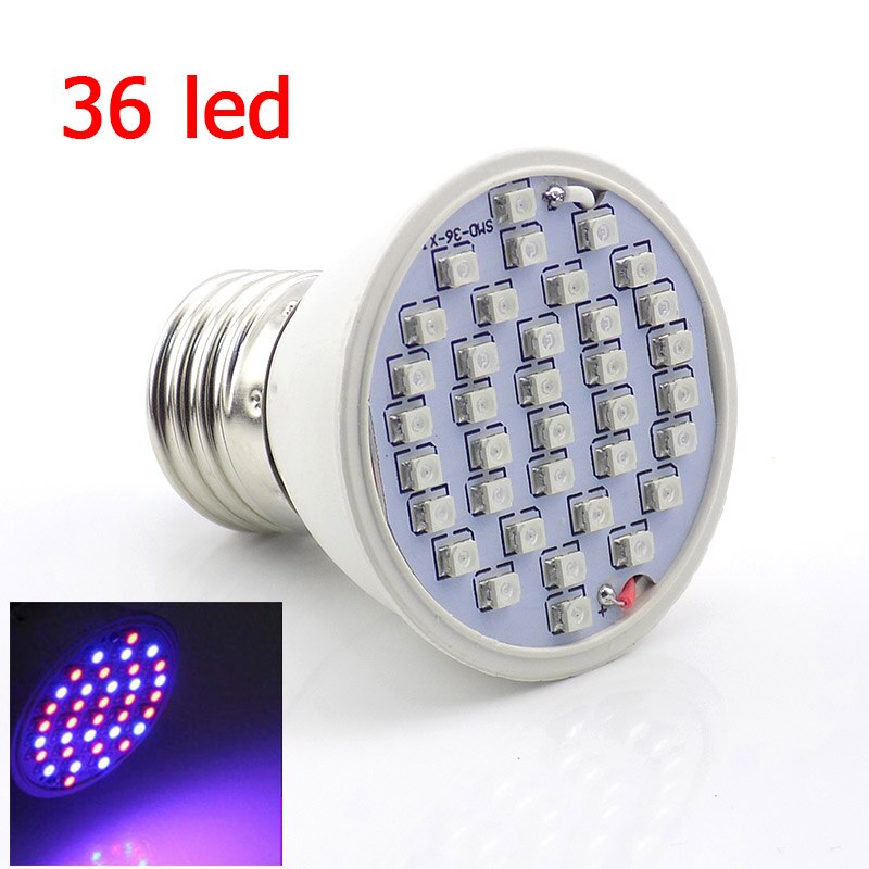 36 200 LED plante poussent lumière spectre complet rouge bleu lampe ampoule Clip pour salle intérieure tente fleur graines veg serre hydro: 36 Led / bulb and single clip / US plug