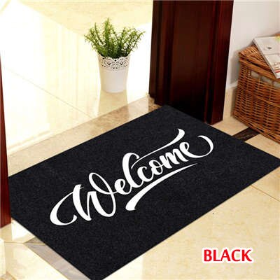 Velkomst dørmåtte indgangsdørmåtte 40 x 60cm polyesterfiber sort brun tpr skridsikker gulvmåtte tæppe til hjem og udendørs: 1pc sorte