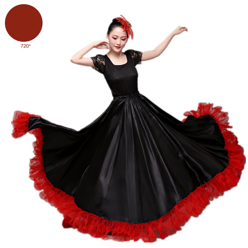 Flamenco Röcke Spanisch Kleid für Frauen tanzen Kostümich Zigeuner schwingen Felsen Chor Bühne Leistung Spanien Stierkampf Bigdance: Farbe1 720