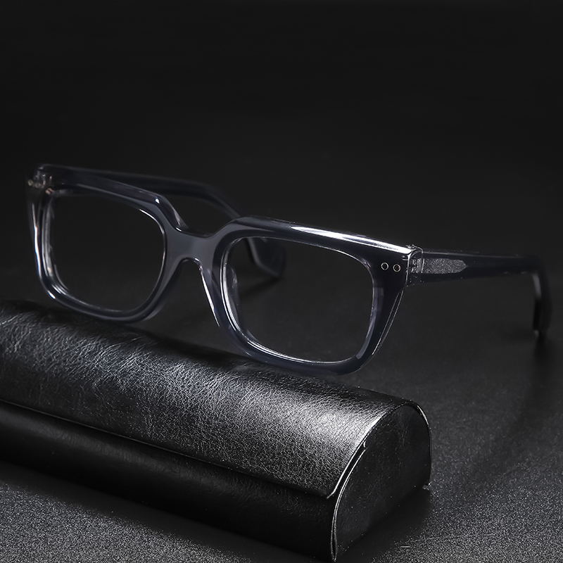 Gafas graduadas de acetato Vintage para hombre y mujer, lentes cuadradas transparentes para miopía, montura de lujo Retro: Style2 Gray