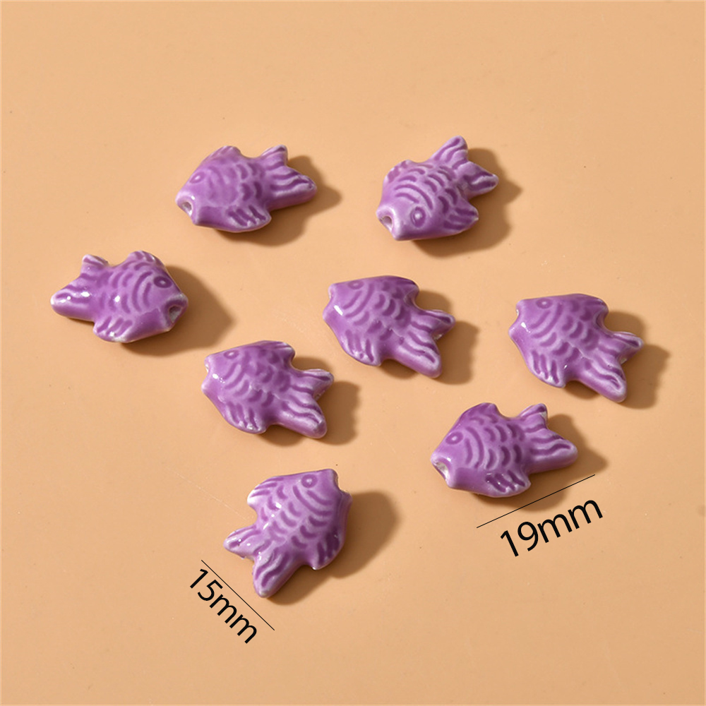 5 pçs 15x19mm contas de peixe cerâmica artesanal para diy pulseiras colar jóias fazendo acessórios suprimentos ornamentos peças artesanato: Bege