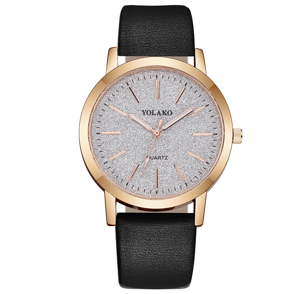 Yolako luksus dameklokker skinnbånd rundt enkel kvarts analog armbåndsur star dial casual kvinnelig klokke  xb40