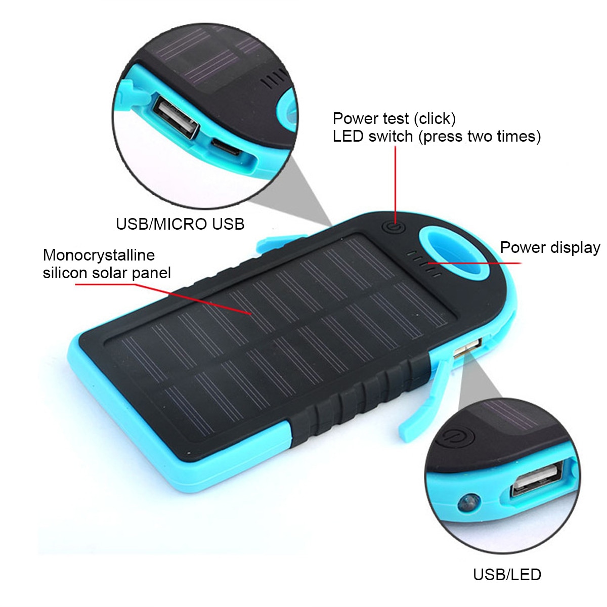 Solar Power Bank Double USB Solar Charger External Battery With LED Portable Camping Light Charger Pack for Smart Phone