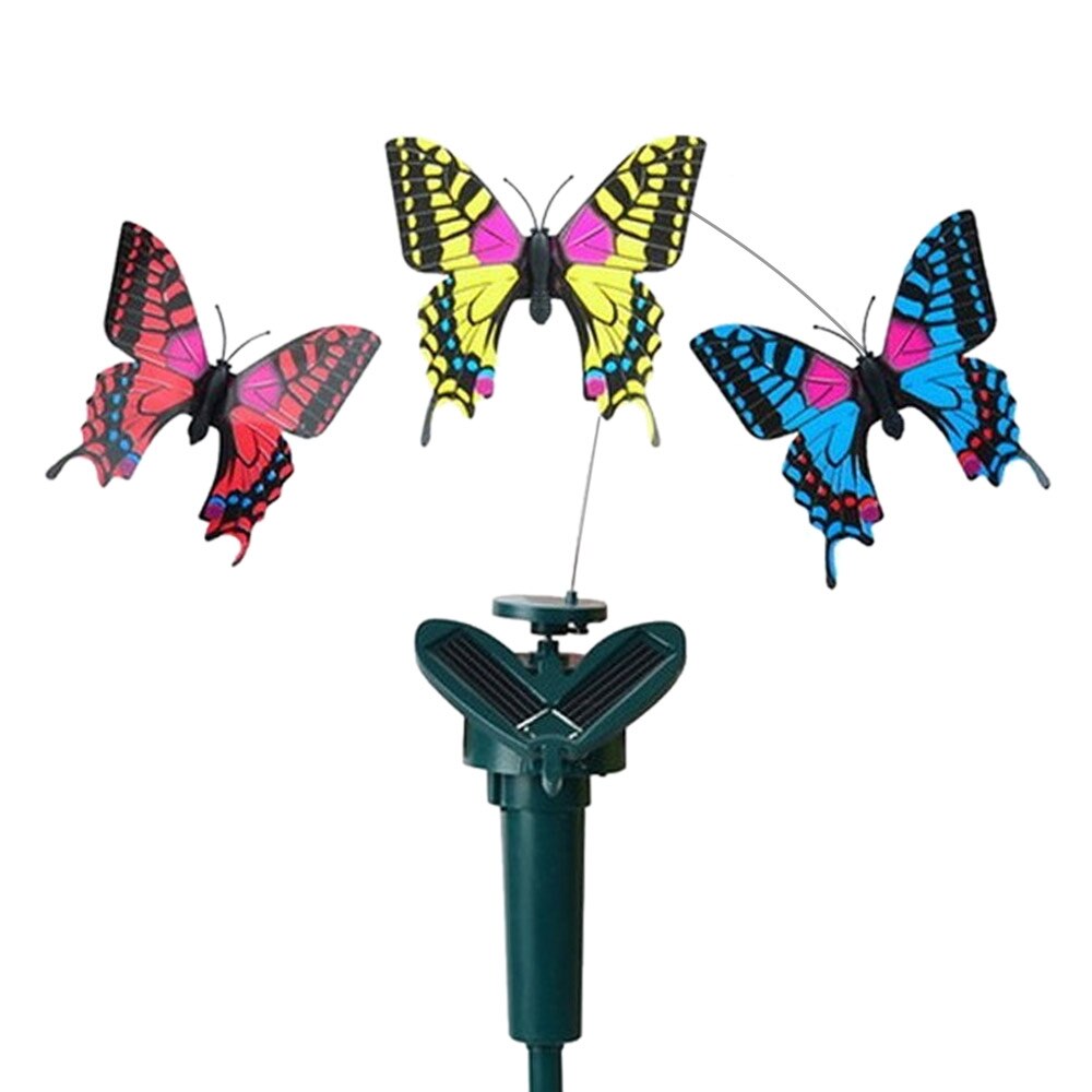 Solar rotating gardening pastoral mall shop decoration toys electric flying simulation Vibration Solar Power Dancing Butterflies