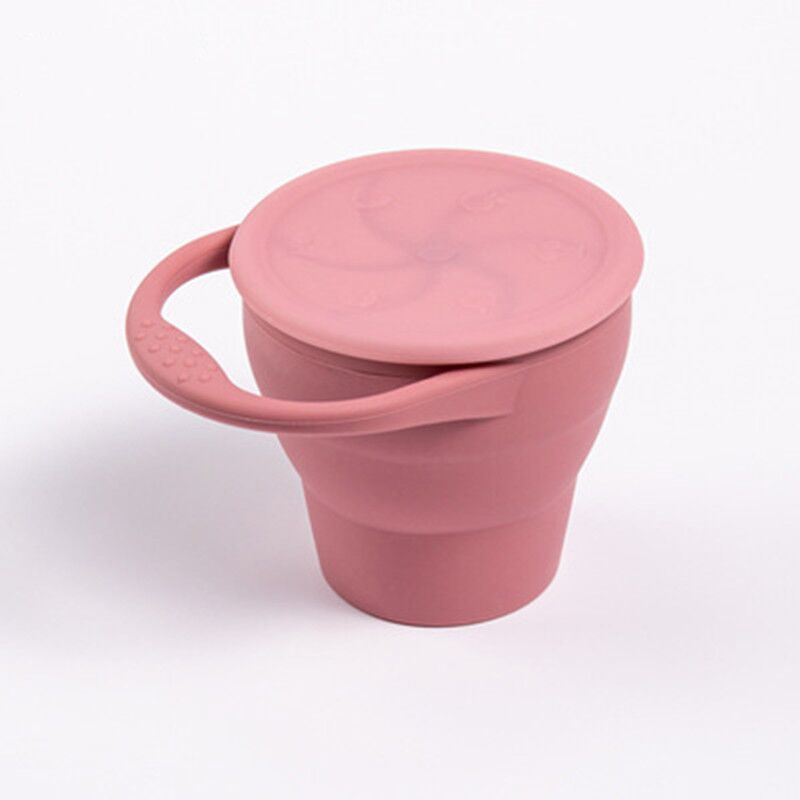 Effen Kleuren Baby Snack Cup Peuter Draagbare Voedsel Opbergdoos Bpa Gratis Siliconen Snacks Container Met Deksel: Pink