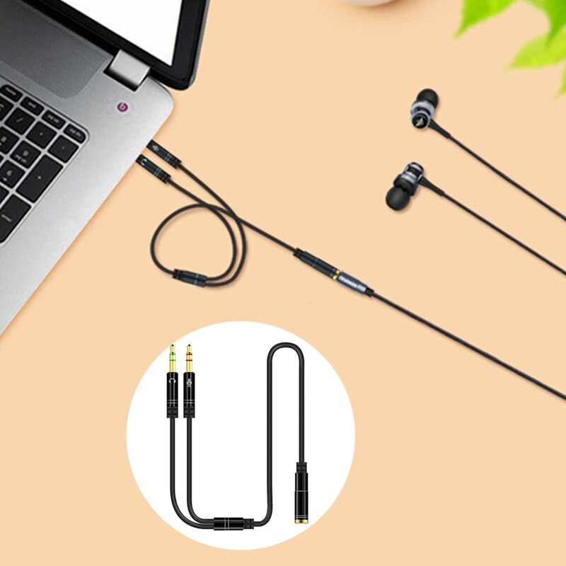 Aux 3.5Mm O Mic Splitter Kabel Vrouw Naar 2 Mannelijke Hoofdtelefoon Microfoon Adapter