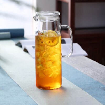 Jarra de vidrio de 1500ml con tapa de madera de bambú, jarra de agua de vidrio, utensilios para el hogar, cocina, comedor y Bar: 1000ml / grass lid
