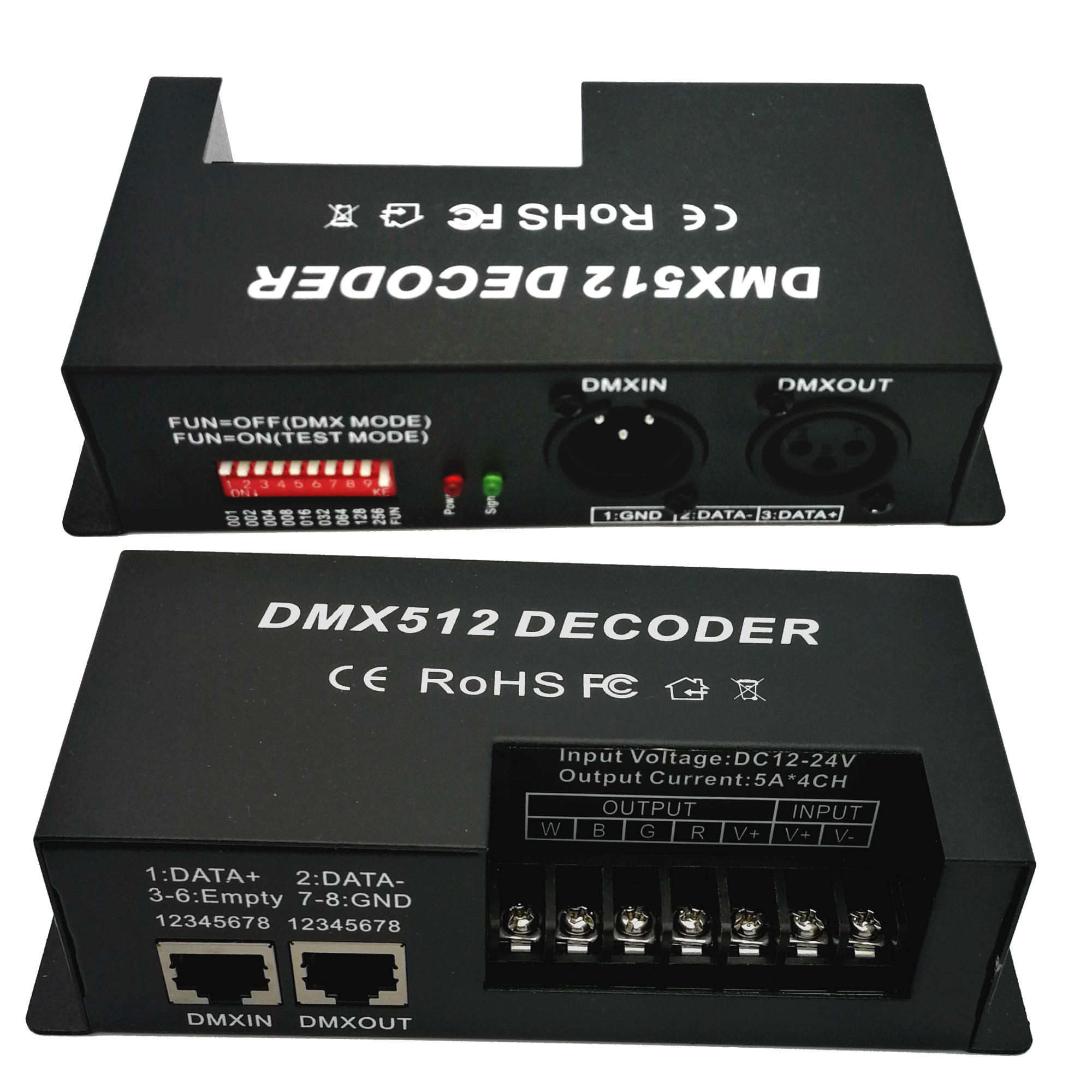 DMX 512 4 Channel decoder stage LED lighting controller PWM dimmer driver 30A input DC12V-24V RGB led bar dmx decoder