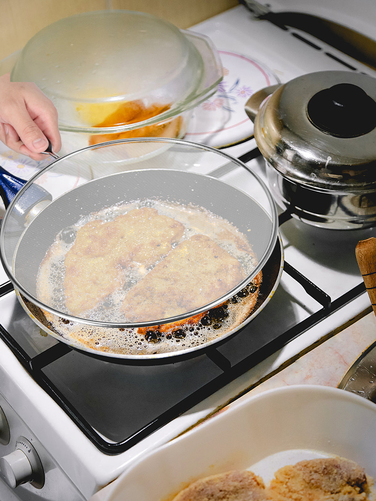 3Pcs Cooking Frying Stainless Steel Anti Splatter Guard Oil Net Grease Splatter Screen Pan Mesh Guard Screen Splash Cover set