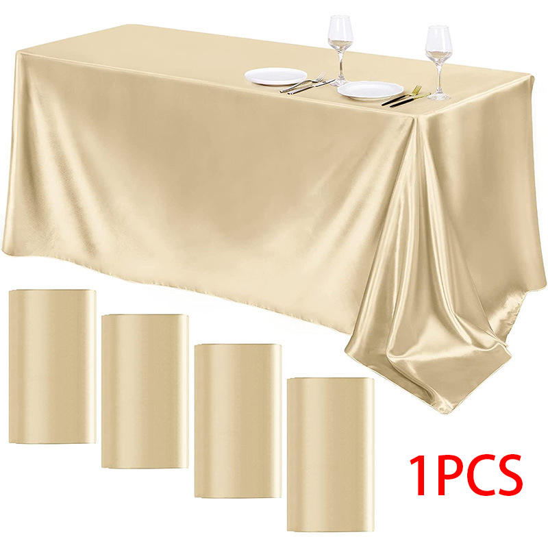 Solid Color Satin Tablecloth Table Cover Overlay Birthday Wedding Banquet Restaurant Festival Party Table Cloth Decoration: WHITE / 100*130cm