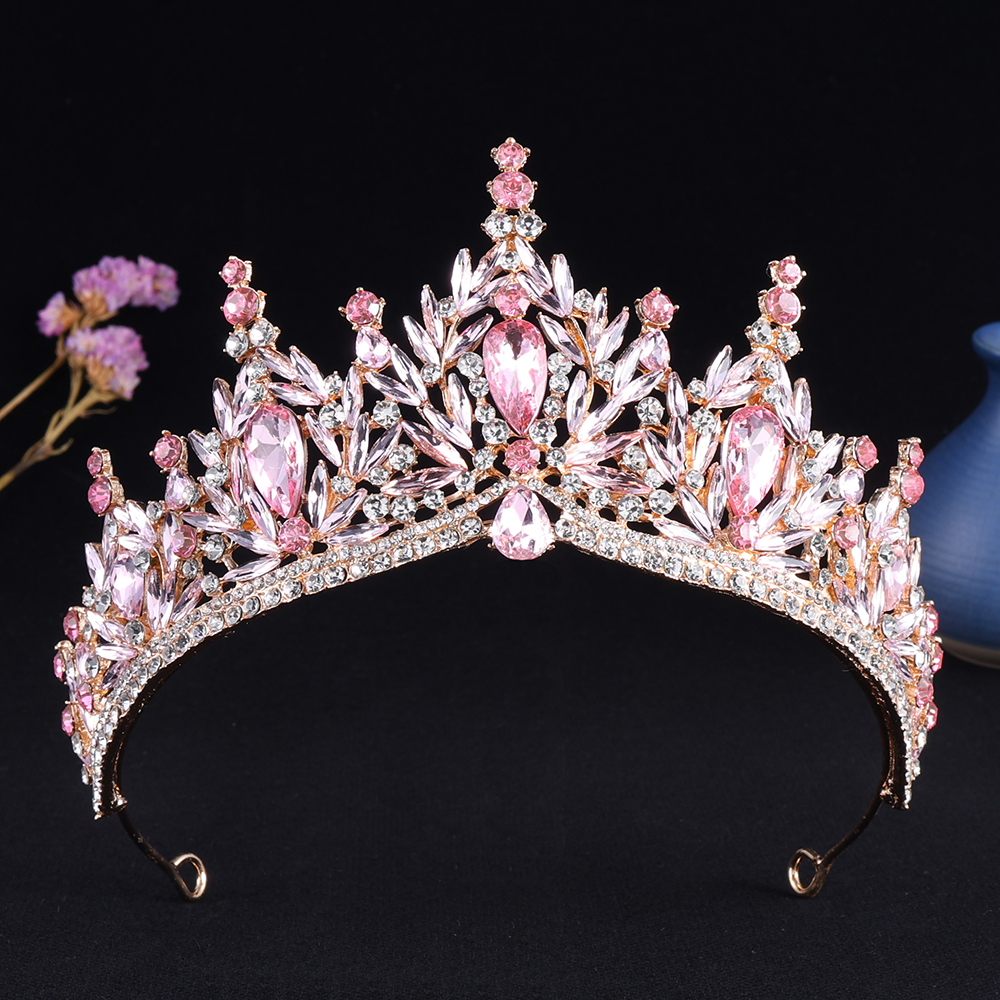 Tiara de cristal de gota de agua de Color dorado Vintage barroco para mujer, diadema, boda, niñas, de cumpleaños, corona , accesorios para el cabello: PLATEADO