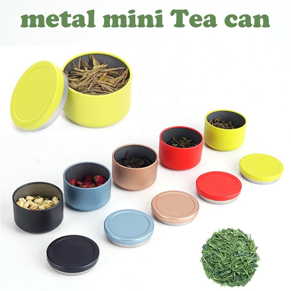 Mini Thee Kan Opslag Boxex Reizen Draagbare Bloem Verzegelde Blikken Metalen Thee Koffie Container Kleine Jar Tin Organizer