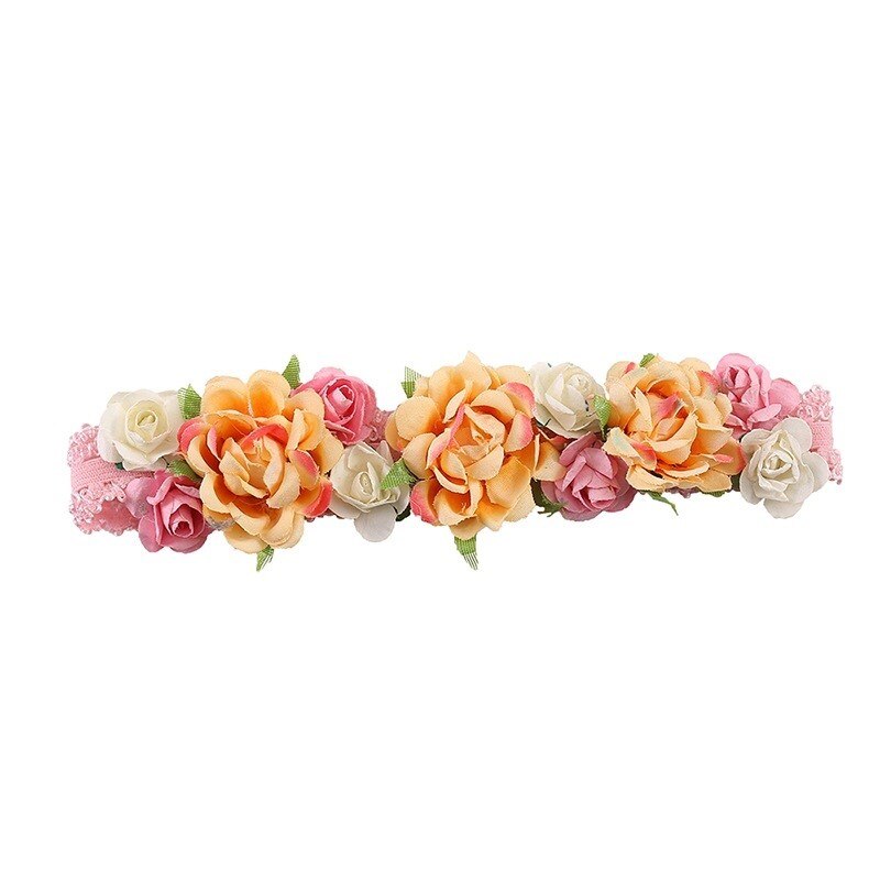 Diademas de flores para niña, diadema Floral, guirnalda de rosas de imitación, diadema de nueva flor para niña: Amarillo