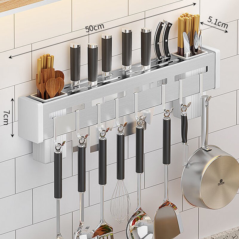Rack Free Punching Rack Knife Holder Chopstick Holder Household Multi Functional Wall-Mounted Knife Holder Storage Rack Assembly: 3