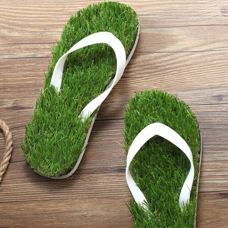 Tongs pour hommes femmes été Simulation personnalité herbe pantoufles Couple modèles en plein air plage chaussures hommes
