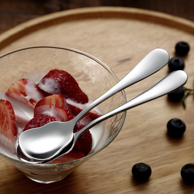 Spoon Stainless Steel 1 PCS Tiny Spoon Tea dinnerware Coffee Soup Ice Cream Spoon Spoon Tableware