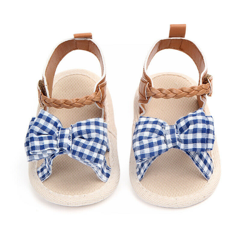 Girl Baby Bowknot Sandals Newborn Infant Casual Outdoor Princess Velcro Soft Sole Crib Shoes Skid-Proof 0-18 Months