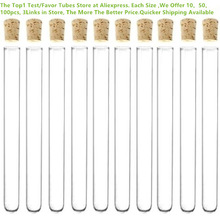 Tubo de ensayo de vidrio con tapón de corcho, 10 Uds., 20x200mm, 43ml, paquete de té de 8 pulgadas, disponible en todas las tallas