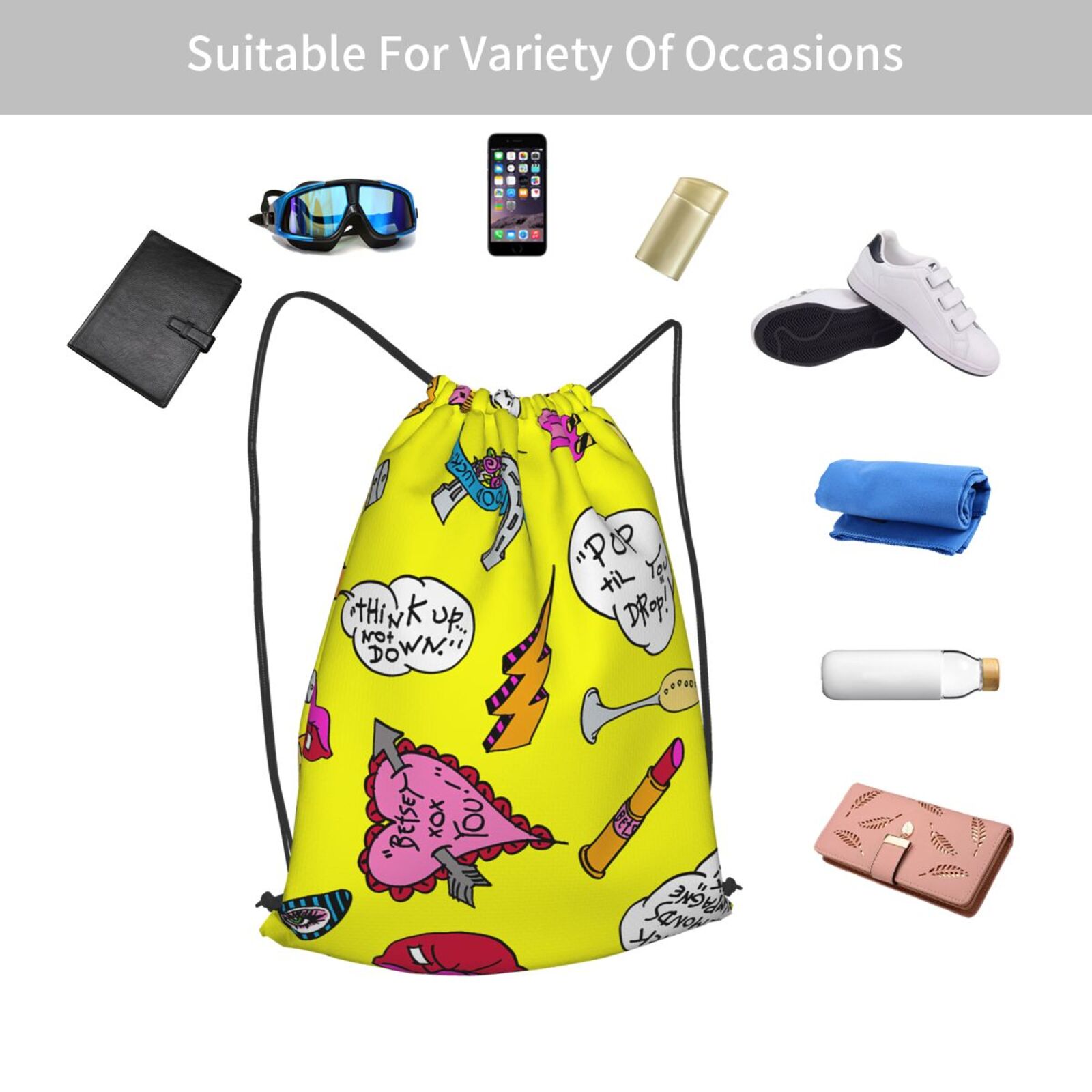 Pop Art Drawstring Backpack Bag Cinch Bag Sports Bag Size 42cm*50cm