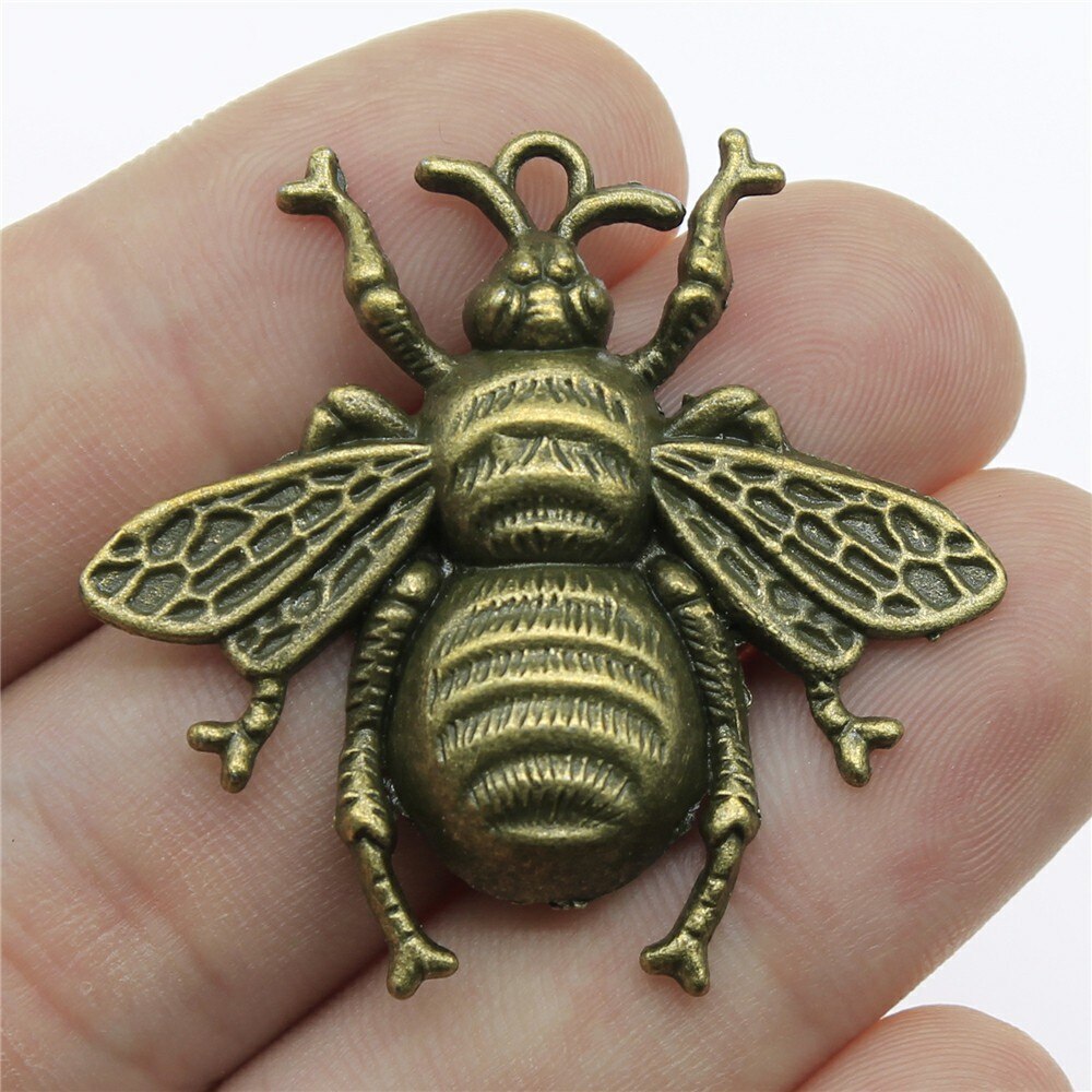 Dijes de abeja, Hornet de miel, Bronce Antiguo, colgantes de Color plateado, hallazgos de fabricación DIY, artesanía hecha a mano, 10 piezas