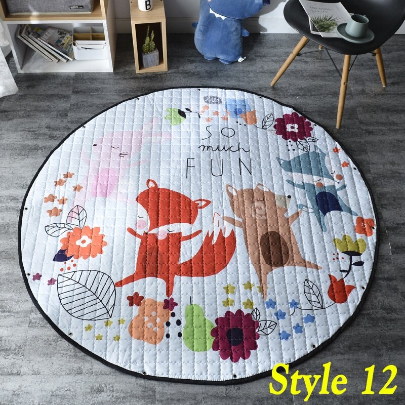 150CM Animal ours renard Lion dessin animé motif bébé jouer tapis antidérapant ramper tapis couverture enfants jouets sac de rangement accessoires Photo: style 12