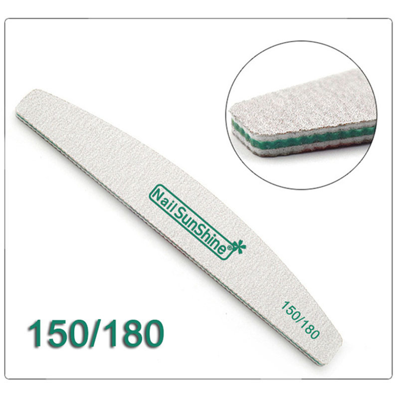 Limas de uñas profesionales, papel de lija fuerte y grueso 100/180, pulidor para manicura, lijado de media luna, lima de uñas,: Verde
