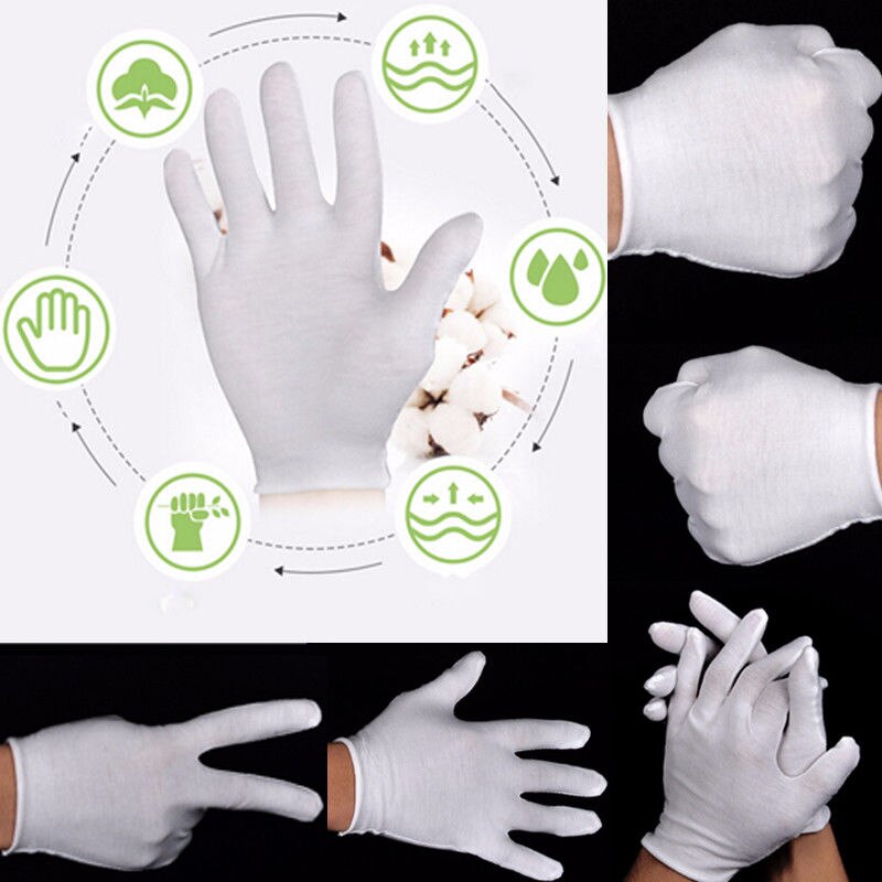 6 Pairs White Cotton Inspection Work Gloves
