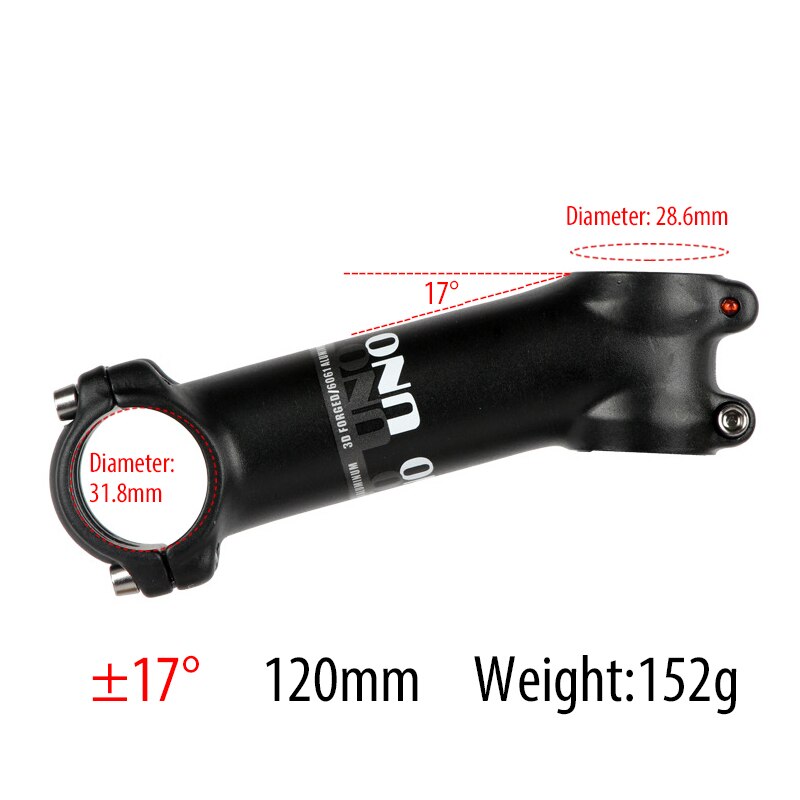 UNO Bike attacco manubrio bicicletta 1-1/2 "1/4mm Riser manubrio per BMX MTB Road Bike 7/ 17/ 35 gradi da 60mm a 31.8mm lega di alluminio: 17 Degree 120mm