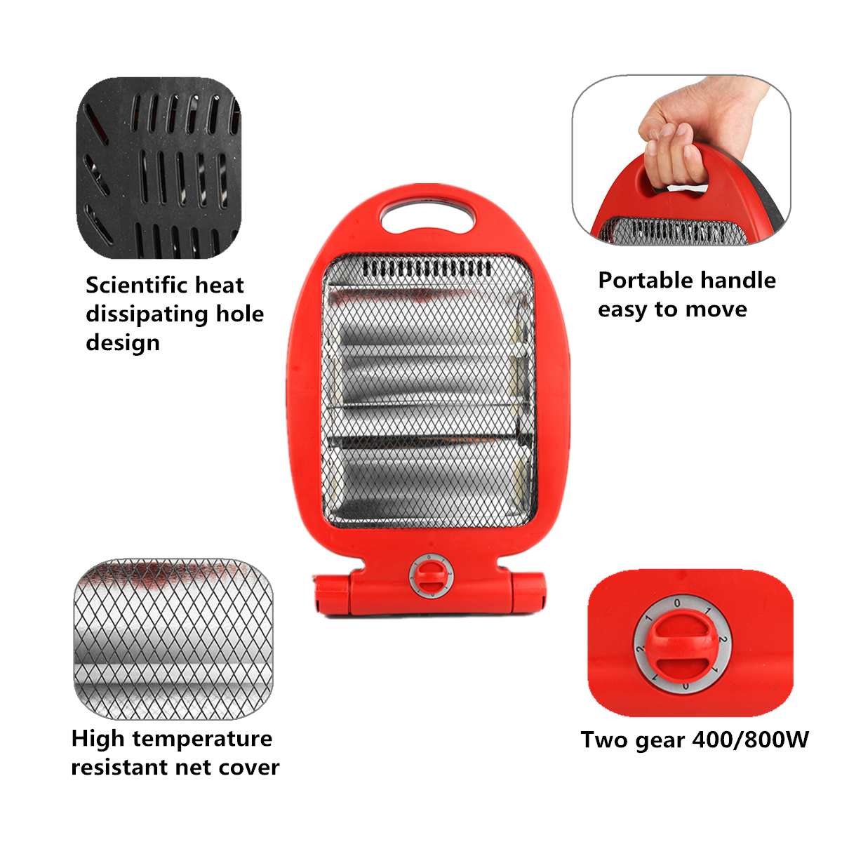 800W Portable Electric Heaters Adjustable Home Mini Microelectronic Winter Warm Heater Mini Electromechanical Heater for Office